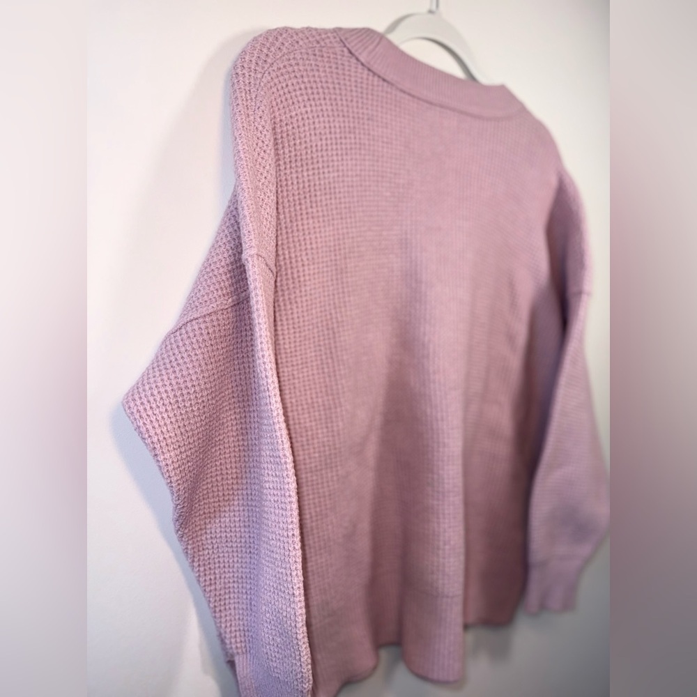 Aerie Women’s Pink Pullover Crew Neck Waffle Knit Sweater size Medium - Picture 8 of 14
